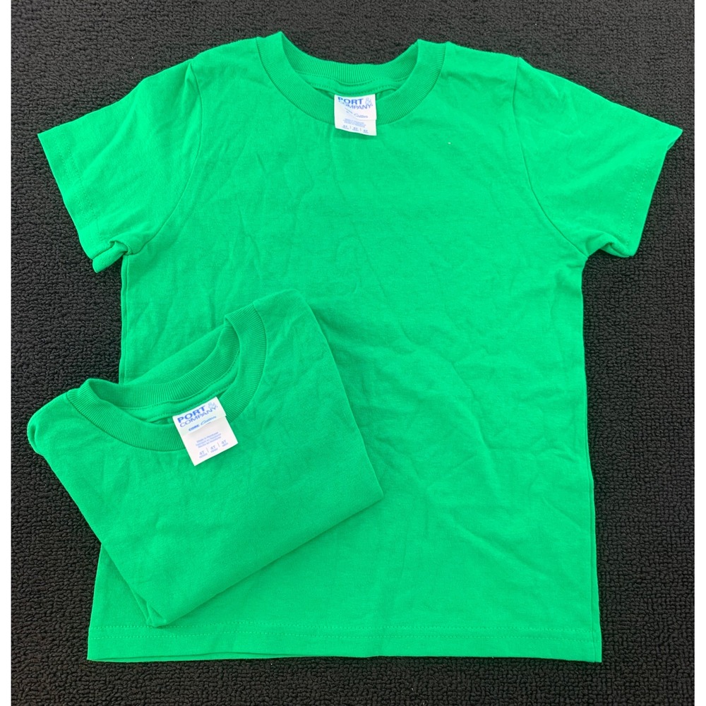 Lot of 2 Port‎ & Company Toddler Kids 4T Green Core Cotton T-Shirt 2 Pack